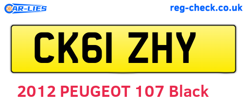 CK61ZHY are the vehicle registration plates.