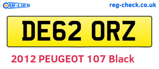DE62ORZ are the vehicle registration plates.