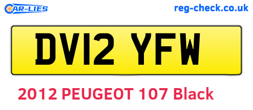 DV12YFW are the vehicle registration plates.