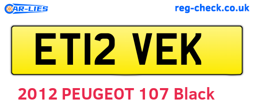 ET12VEK are the vehicle registration plates.