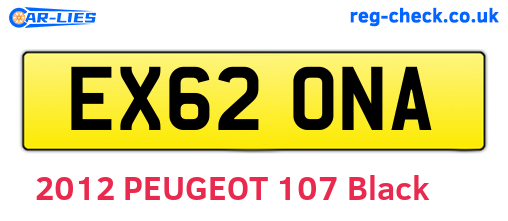 EX62ONA are the vehicle registration plates.