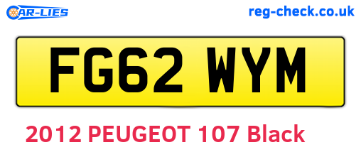 FG62WYM are the vehicle registration plates.
