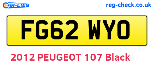 FG62WYO are the vehicle registration plates.