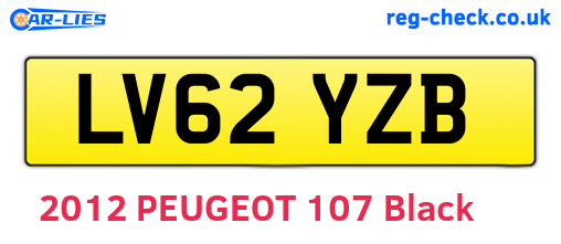 LV62YZB are the vehicle registration plates.
