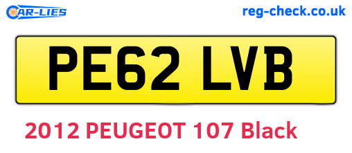 PE62LVB are the vehicle registration plates.