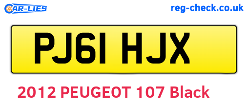 PJ61HJX are the vehicle registration plates.