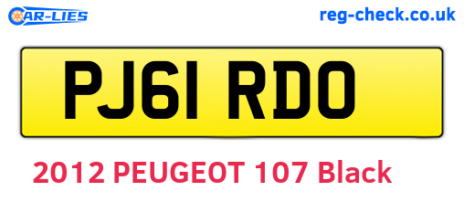 PJ61RDO are the vehicle registration plates.