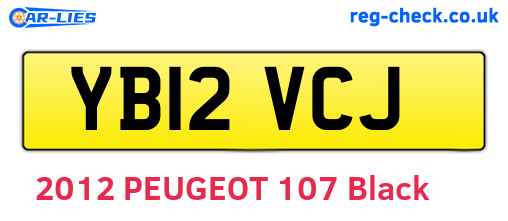 YB12VCJ are the vehicle registration plates.
