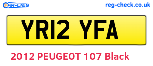 YR12YFA are the vehicle registration plates.