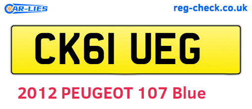 CK61UEG are the vehicle registration plates.
