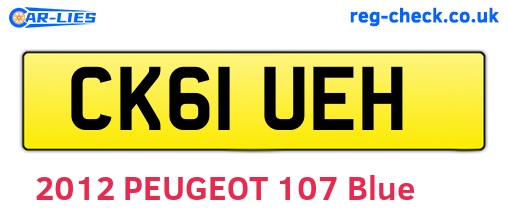 CK61UEH are the vehicle registration plates.