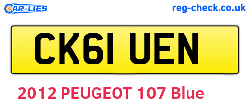 CK61UEN are the vehicle registration plates.