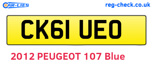 CK61UEO are the vehicle registration plates.