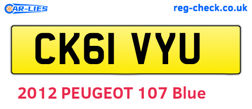 CK61VYU are the vehicle registration plates.