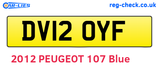 DV12OYF are the vehicle registration plates.