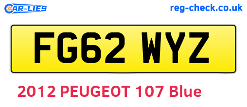 FG62WYZ are the vehicle registration plates.