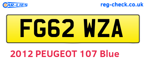 FG62WZA are the vehicle registration plates.