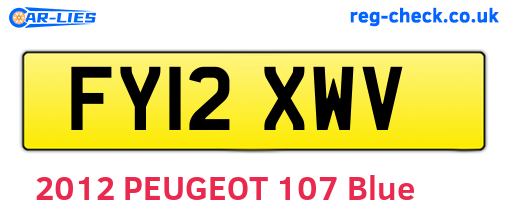 FY12XWV are the vehicle registration plates.