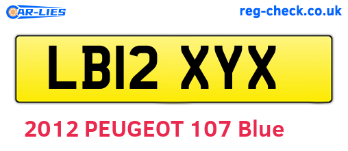 LB12XYX are the vehicle registration plates.