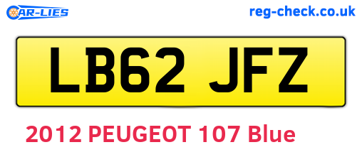 LB62JFZ are the vehicle registration plates.