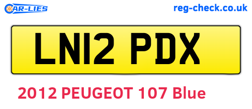 LN12PDX are the vehicle registration plates.