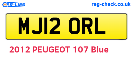 MJ12ORL are the vehicle registration plates.