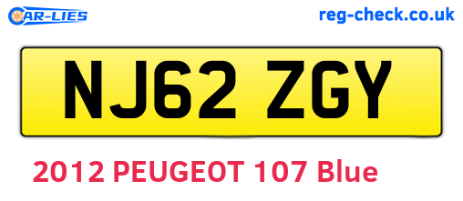 NJ62ZGY are the vehicle registration plates.
