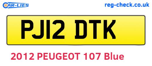 PJ12DTK are the vehicle registration plates.