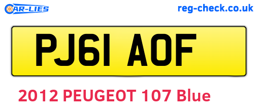 PJ61AOF are the vehicle registration plates.