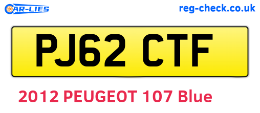 PJ62CTF are the vehicle registration plates.