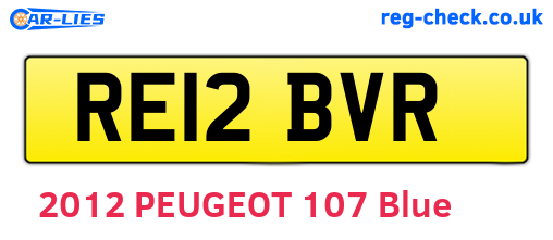 RE12BVR are the vehicle registration plates.