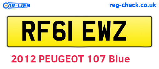 RF61EWZ are the vehicle registration plates.