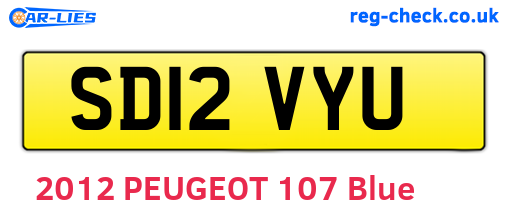 SD12VYU are the vehicle registration plates.