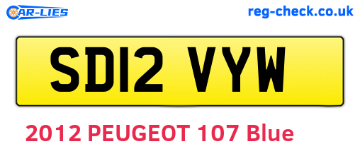 SD12VYW are the vehicle registration plates.