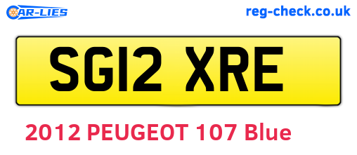 SG12XRE are the vehicle registration plates.
