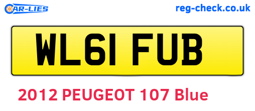 WL61FUB are the vehicle registration plates.