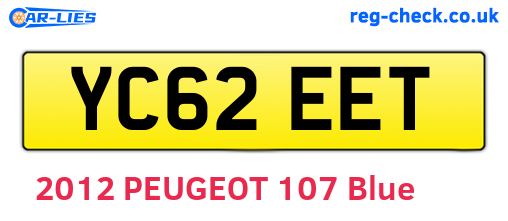 YC62EET are the vehicle registration plates.