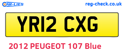 YR12CXG are the vehicle registration plates.