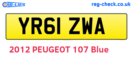 YR61ZWA are the vehicle registration plates.
