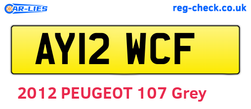 AY12WCF are the vehicle registration plates.