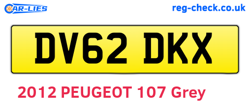 DV62DKX are the vehicle registration plates.