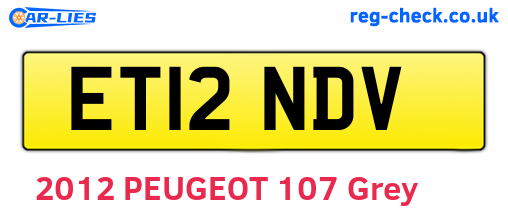 ET12NDV are the vehicle registration plates.