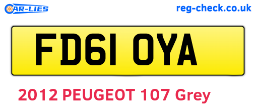 FD61OYA are the vehicle registration plates.