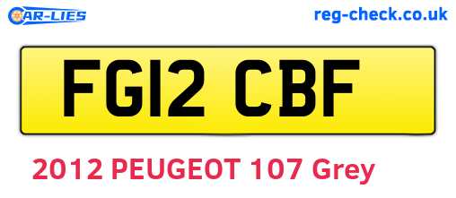 FG12CBF are the vehicle registration plates.