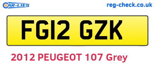 FG12GZK are the vehicle registration plates.