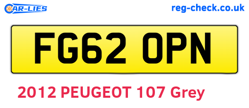 FG62OPN are the vehicle registration plates.