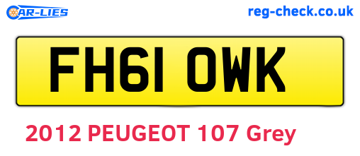 FH61OWK are the vehicle registration plates.