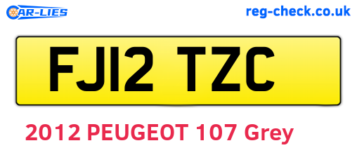 FJ12TZC are the vehicle registration plates.