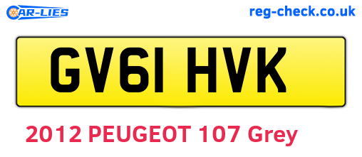 GV61HVK are the vehicle registration plates.