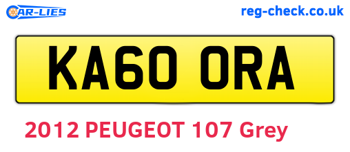 KA60ORA are the vehicle registration plates.